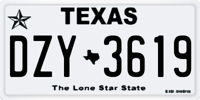 TX license plate DZY3619