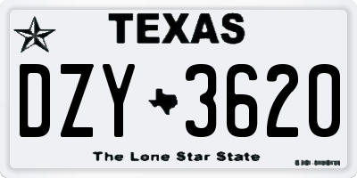 TX license plate DZY3620