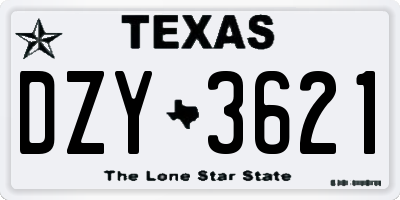 TX license plate DZY3621