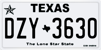 TX license plate DZY3630