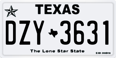 TX license plate DZY3631