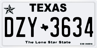 TX license plate DZY3634