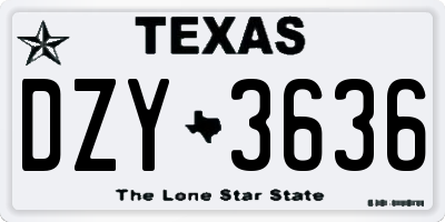 TX license plate DZY3636