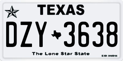 TX license plate DZY3638