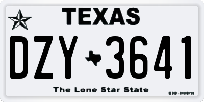 TX license plate DZY3641