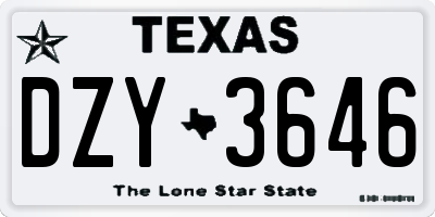 TX license plate DZY3646