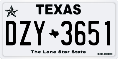 TX license plate DZY3651