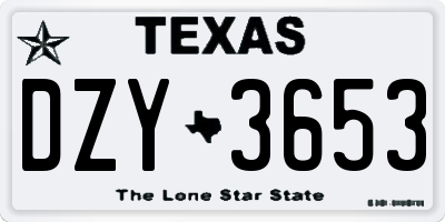 TX license plate DZY3653