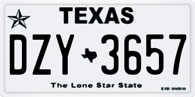 TX license plate DZY3657
