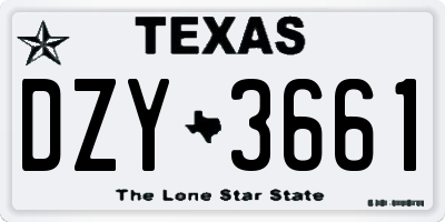 TX license plate DZY3661