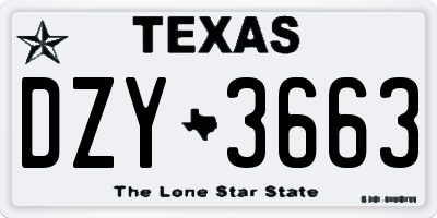 TX license plate DZY3663