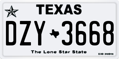 TX license plate DZY3668
