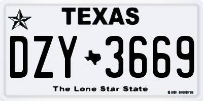 TX license plate DZY3669