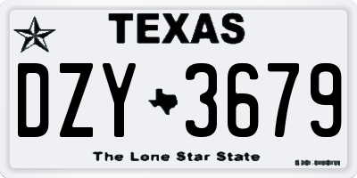 TX license plate DZY3679