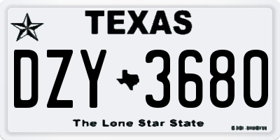 TX license plate DZY3680