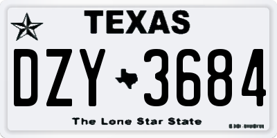 TX license plate DZY3684
