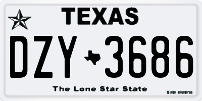 TX license plate DZY3686