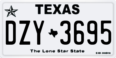 TX license plate DZY3695