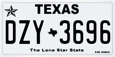 TX license plate DZY3696
