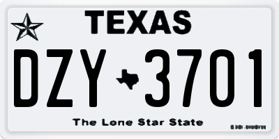 TX license plate DZY3701