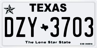 TX license plate DZY3703