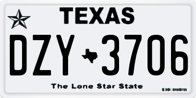 TX license plate DZY3706