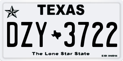 TX license plate DZY3722
