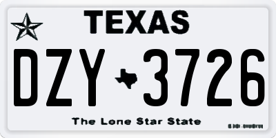 TX license plate DZY3726