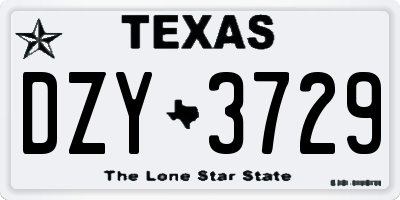 TX license plate DZY3729