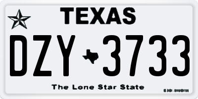 TX license plate DZY3733