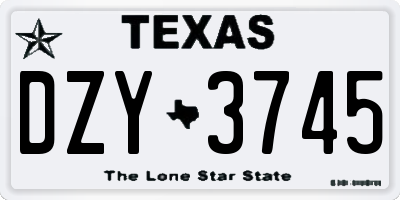 TX license plate DZY3745