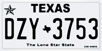 TX license plate DZY3753