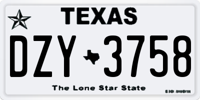 TX license plate DZY3758