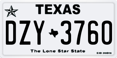 TX license plate DZY3760
