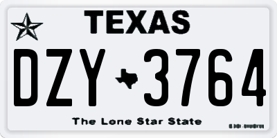 TX license plate DZY3764