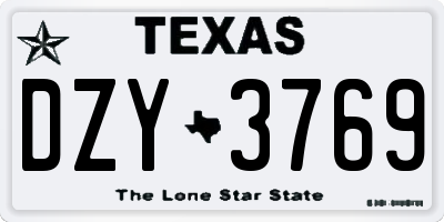 TX license plate DZY3769
