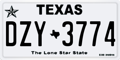 TX license plate DZY3774