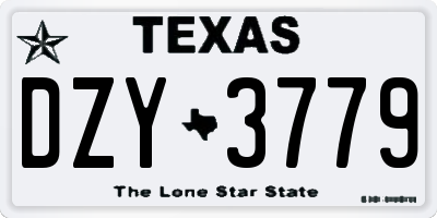 TX license plate DZY3779