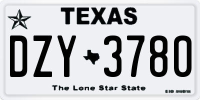TX license plate DZY3780