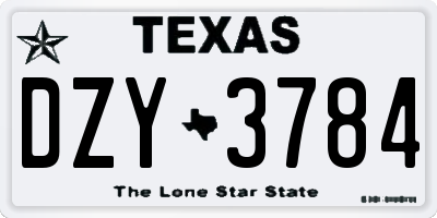 TX license plate DZY3784