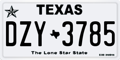 TX license plate DZY3785