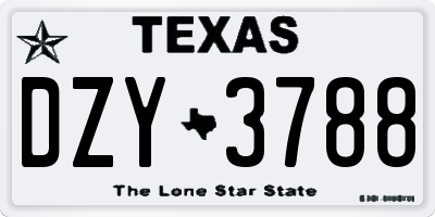 TX license plate DZY3788