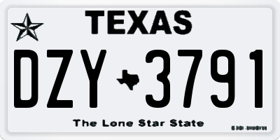 TX license plate DZY3791