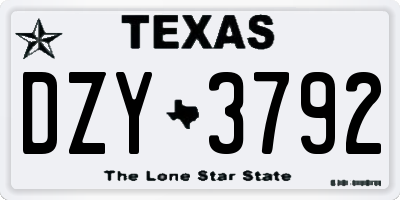 TX license plate DZY3792
