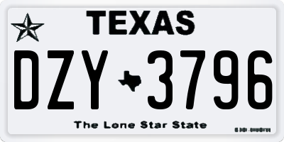 TX license plate DZY3796