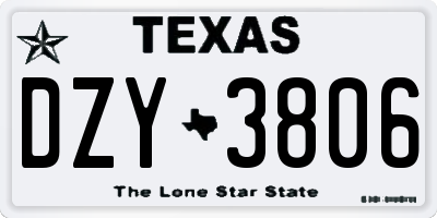 TX license plate DZY3806