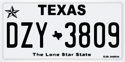 TX license plate DZY3809