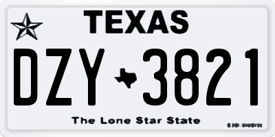 TX license plate DZY3821