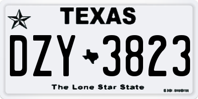 TX license plate DZY3823