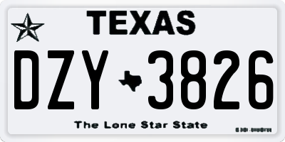 TX license plate DZY3826